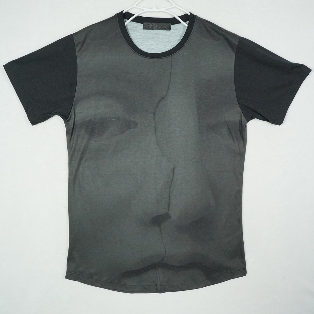 En Noir Mens Avant Grarde Monochromatic T-Shirt Black Made‎ in USA 20x30
